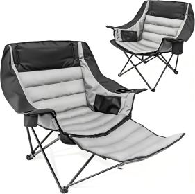 Oversized Padded Camping Chair with Removable Footrest - 400LBS Heavy-Duty Foldable Chair