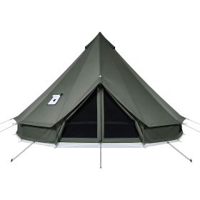 Canvas Bell Tent, 4 Seasons 13.12 ft Yurt Tent for Camping with Stove Jack, Canvas Breathable Holds up to 4 People with Zipped Detachable Floor