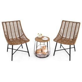 3 Piece Outdoor Furniture Set with Pet Housefor Patio Yard