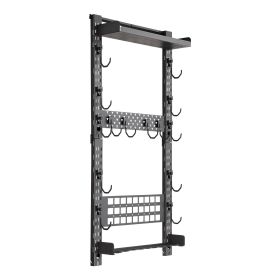 Gun Rack Wall Mount, Heavy Duty Steel, Indoor Rifle Shotgun Rack with Magazine Holder, MOLLE Panel, Gun Accessories Display Storage Holder